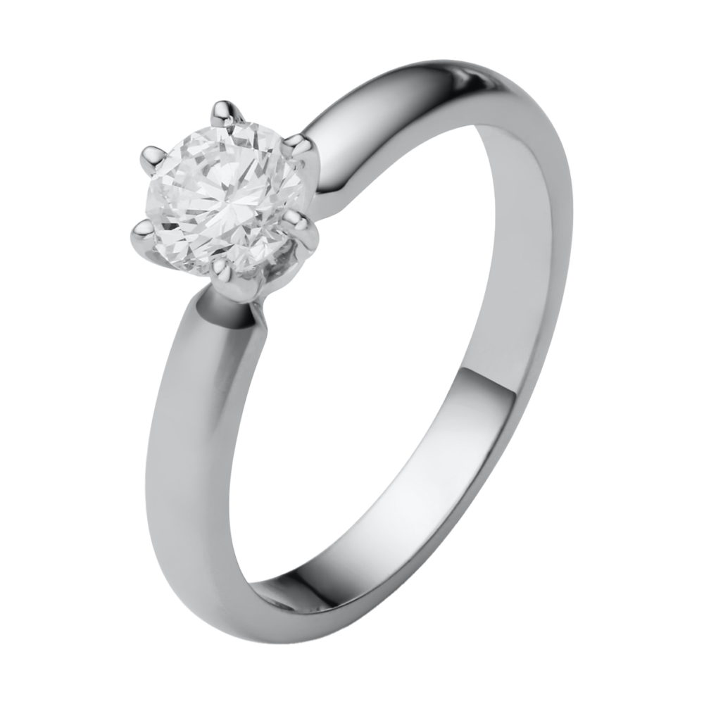 Weißgoldring „Amore“ mit einzelner Brillantfassung – klassische Draufsicht mit modernem Glanz