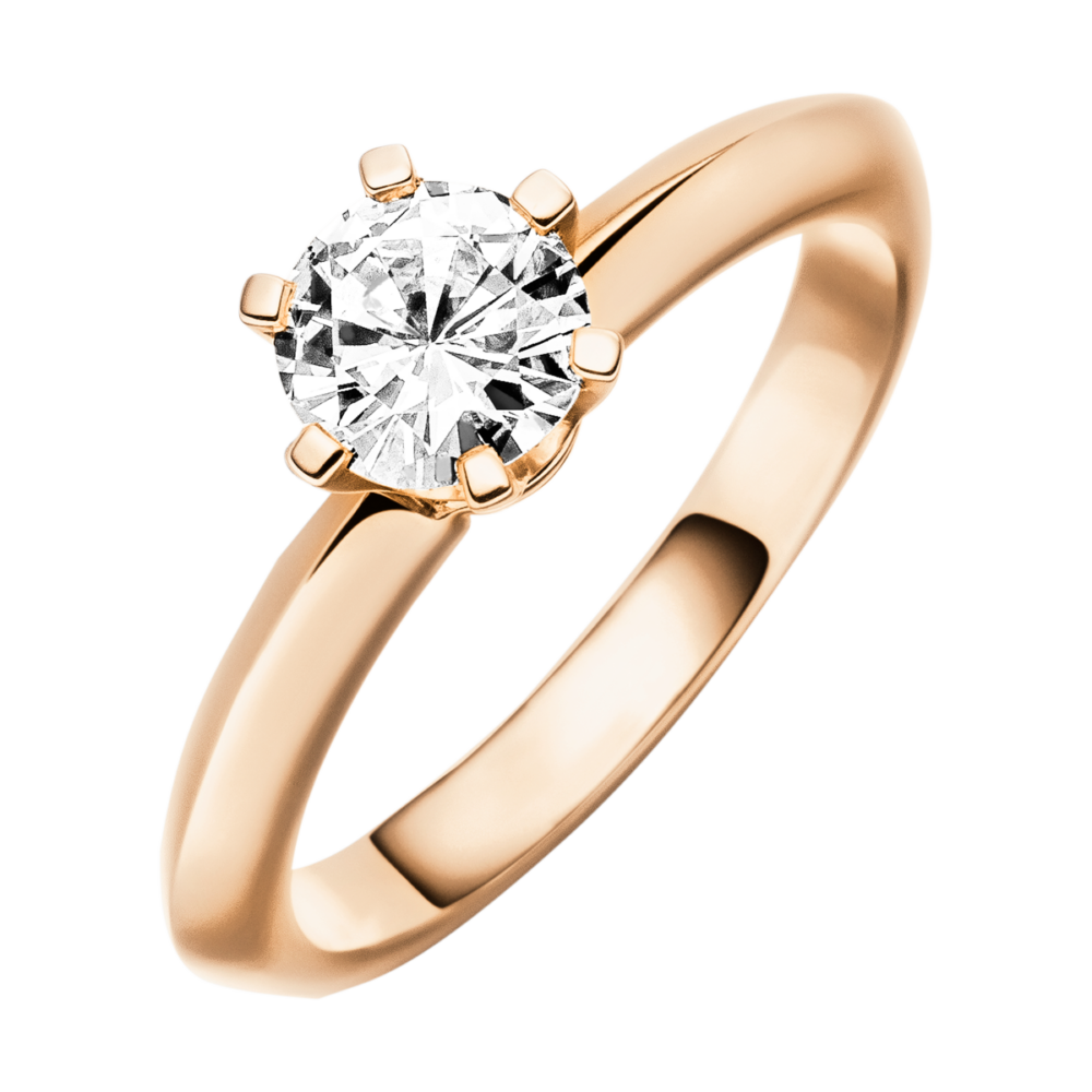 Aurora Verlobungsring aus Rotgold – Draufsicht auf eleganten Brillant-Solitär