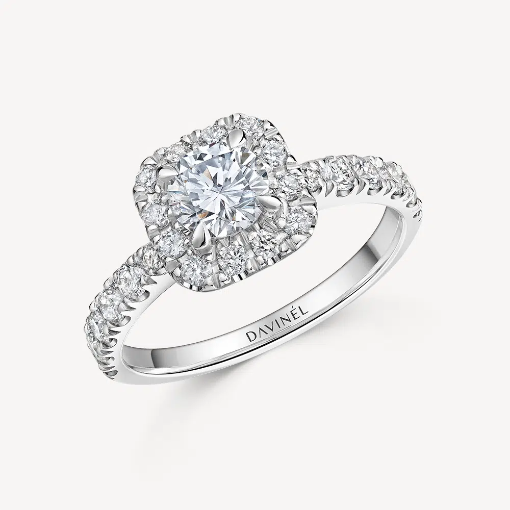 Coeur Pur Verlobungsring von DAVINÉL in 950/- Platin, 1,10 ct mit seitlichem Brillantbesatz