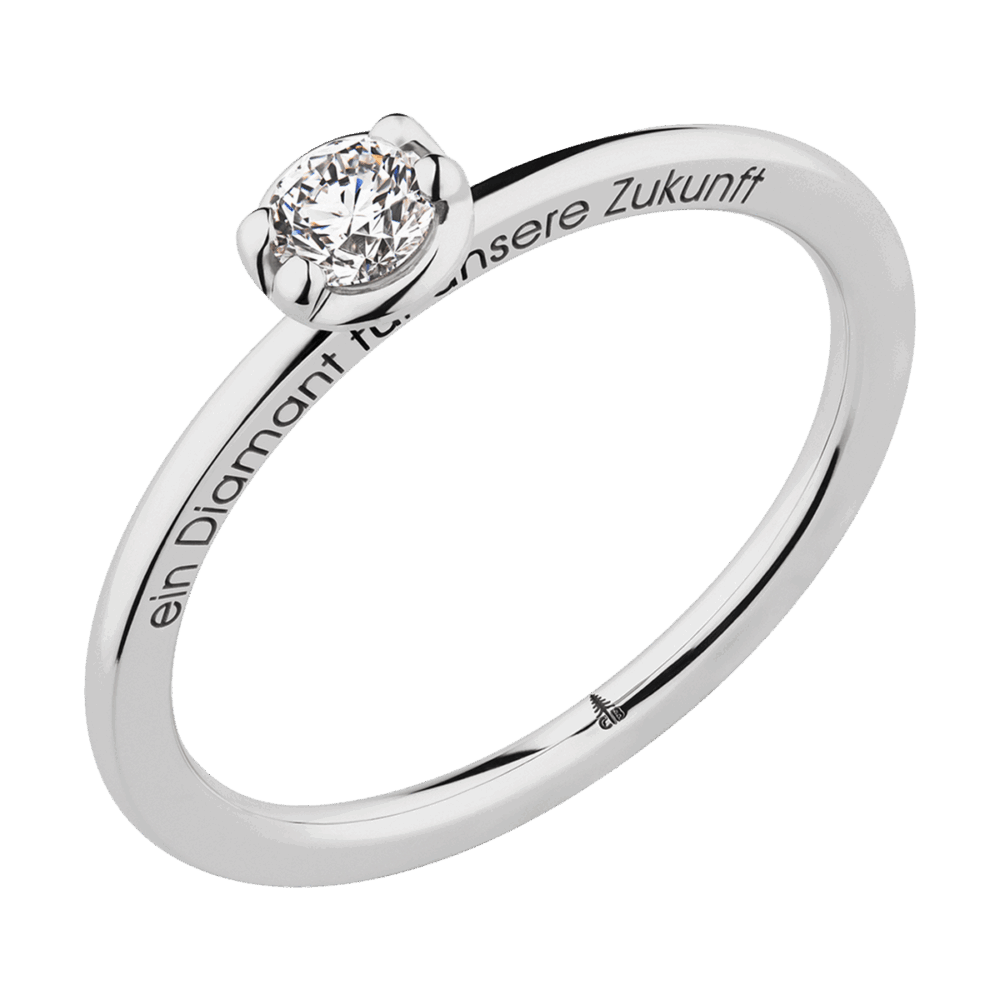Platinring „Fairy Dust“ mit funkelndem Diamant und edler, personalisierbarer Ringschiene – ein ewiges Symbol zarter Gefühle