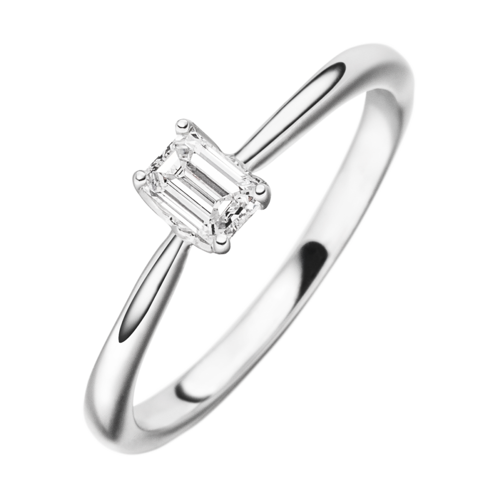 Weißgoldring „Glanzzeit“ mit zentralem 0,33 ct Diamanten – edle Draufsicht mit klaren Facetten und strahlender Eleganz