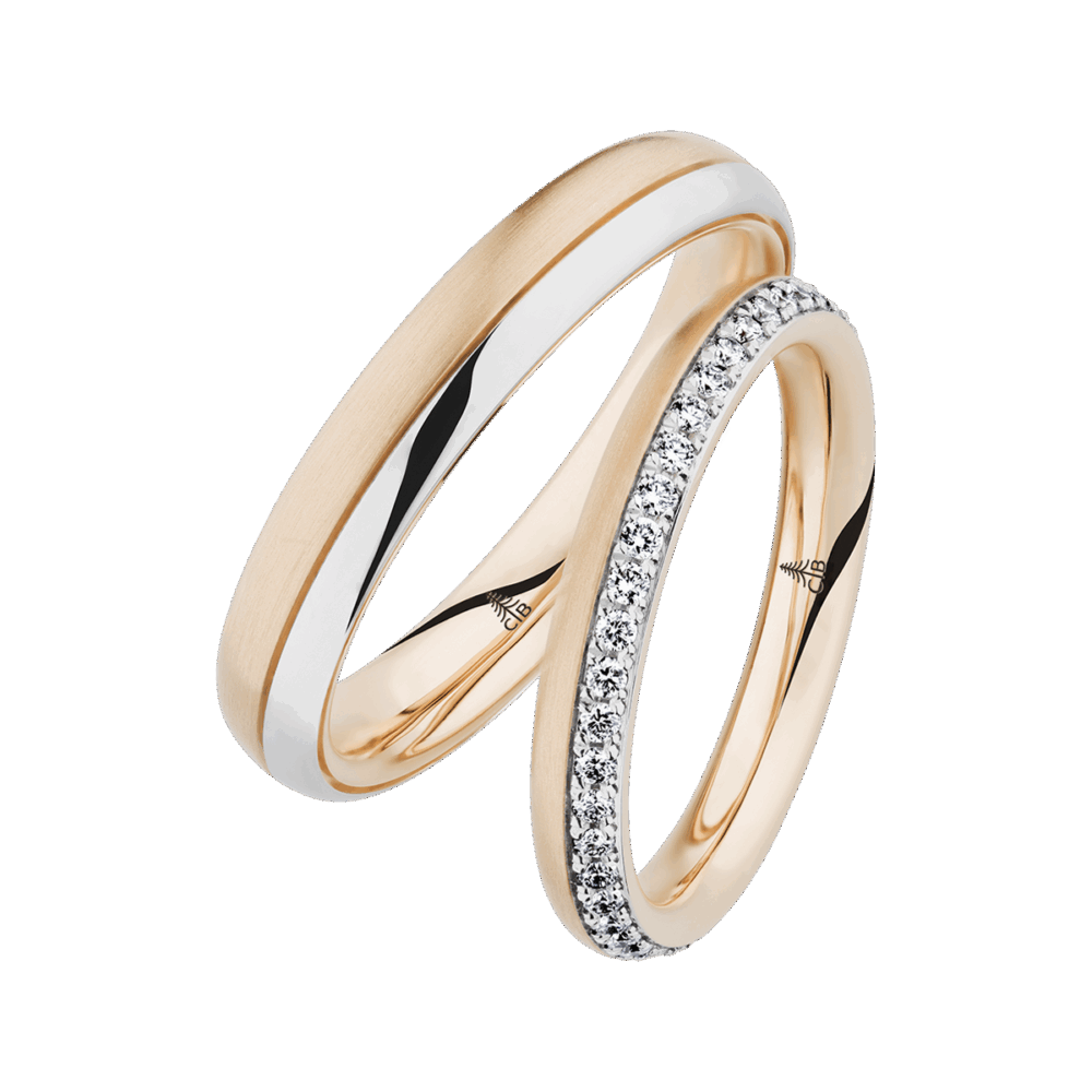 Bicolor-Ringe Herzmelodie mit 46 Diamanten – ein Zusammenspiel aus Eleganz und Emotion in Goldtönen