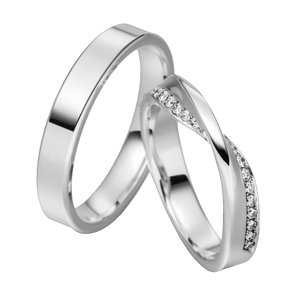 Edler Platinring mit symbolischer Möbiusschleife und halber Brillantbesetzung – Ausdruck ewiger Liebe und Stärke