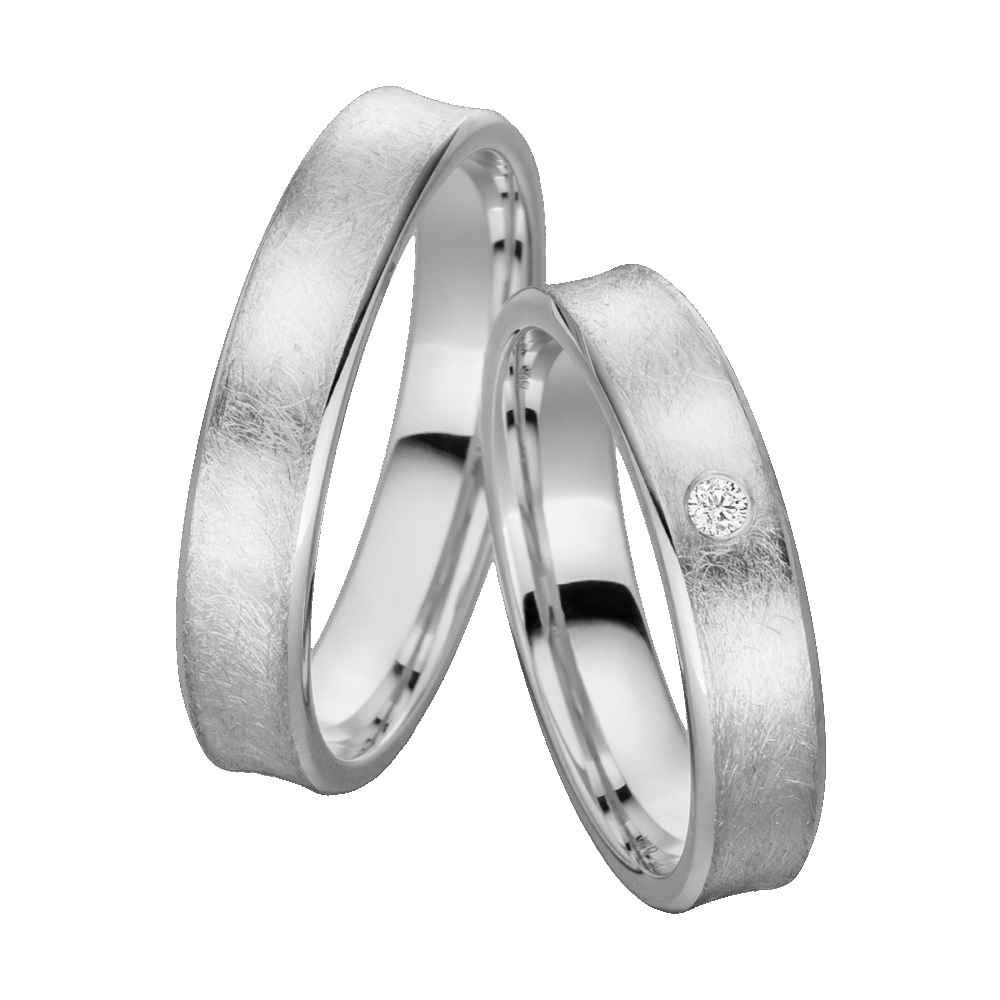 Platinringe Lavaglut mit diamantbesetzter Hohlkehle und feiner, eismatter Oberfläche