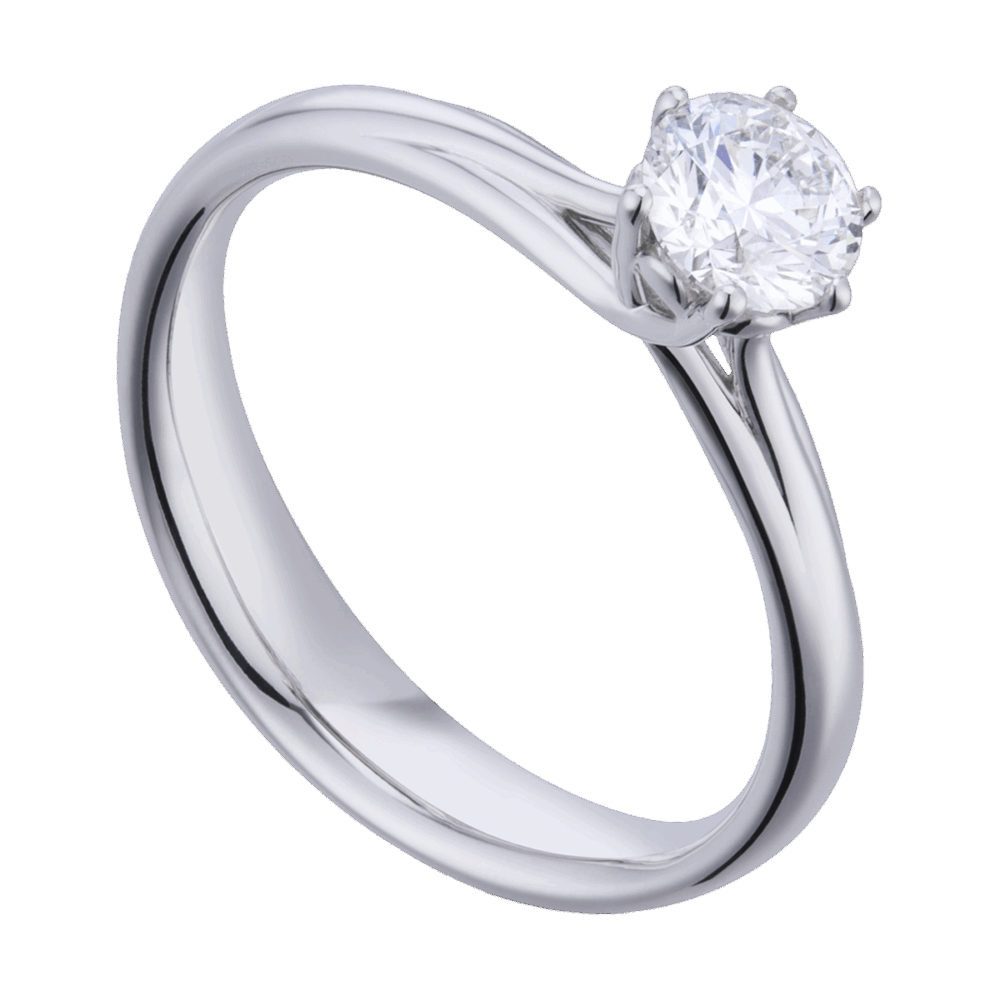 Platinring „Lionheart“ mit zentralem Brillant und verflochtener Ringschiene – Symbol für Mut, Liebe und zeitlose Eleganz