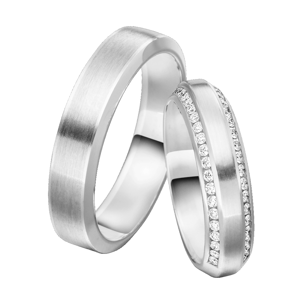 Platin-Verlobungsring mit funkelndem Diamantbesatz in Kanalfassung und eleganter, spiegelnder Glanzkante