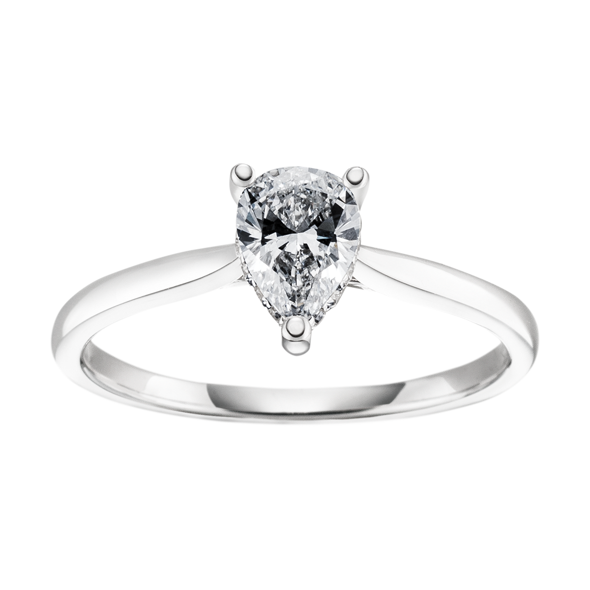 Weißgoldring „Luckystar“ mit Diamant im Tropfenschliff und seitlich gesetzten Brillanten – klare Linien, strahlende Eleganz