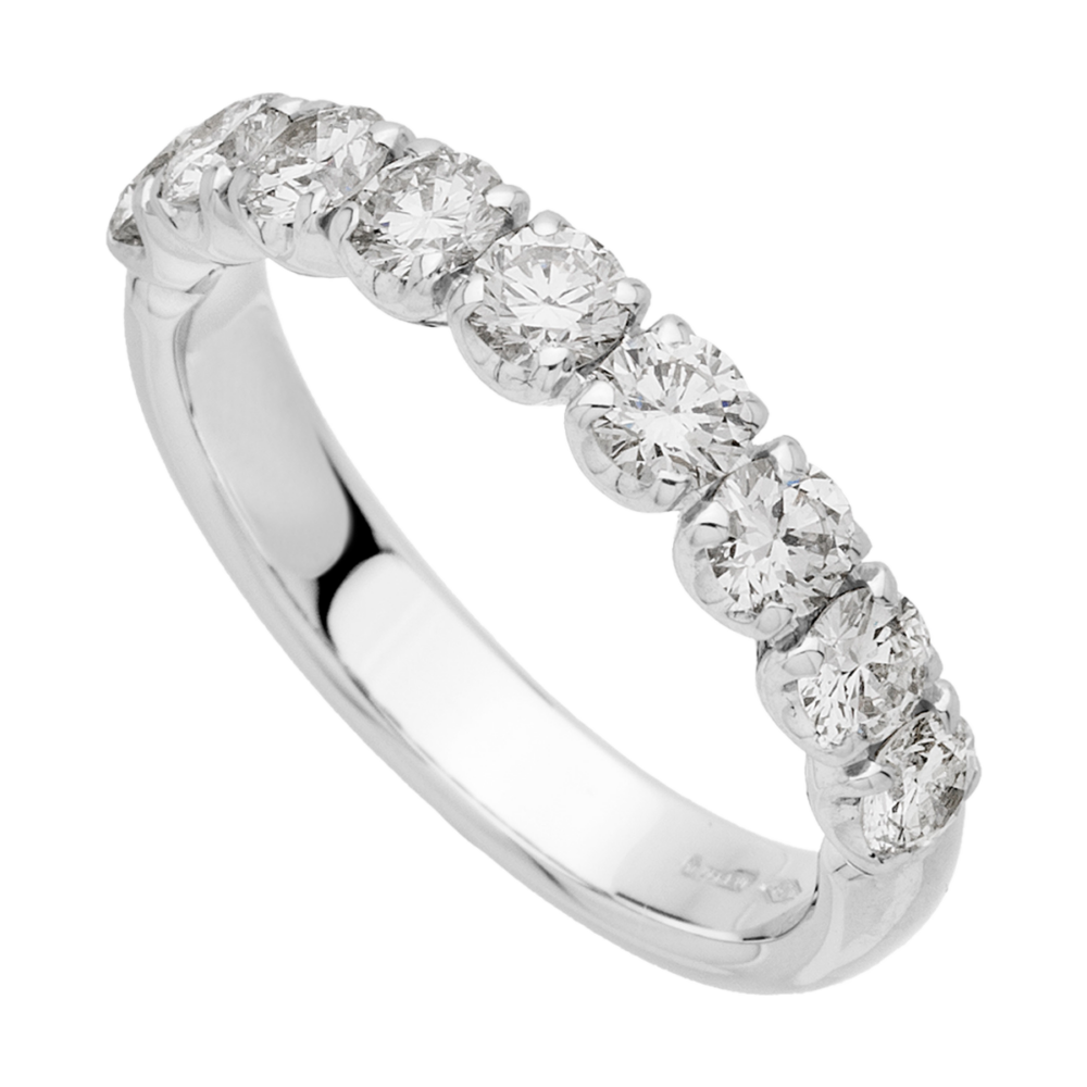 Platin-Memoirering „Lunar Serenade“ mit 10 Diamanten im Halbbesatz – raffinierte Linienführung und zeitlose Eleganz