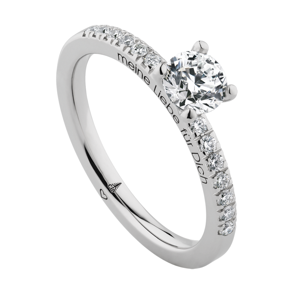 Weißgoldring „Moonlight Mystery“ mit zentralem 0,20 ct Brillant und 15 seitlichen Diamanten in Verschnittfassung – magisch schimmernd wie Mondlicht