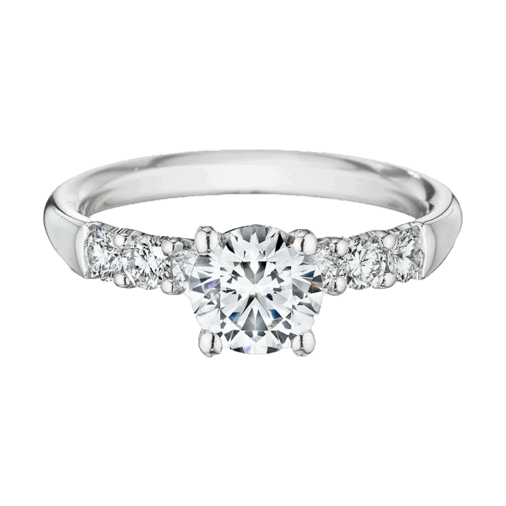 Verlobungsring „Moonlight Symphony“ aus Platin mit 0,75 ct Brillant und sechs seitlichen Diamanten – luxuriöses Funkeln wie eine nächtliche Symphonie