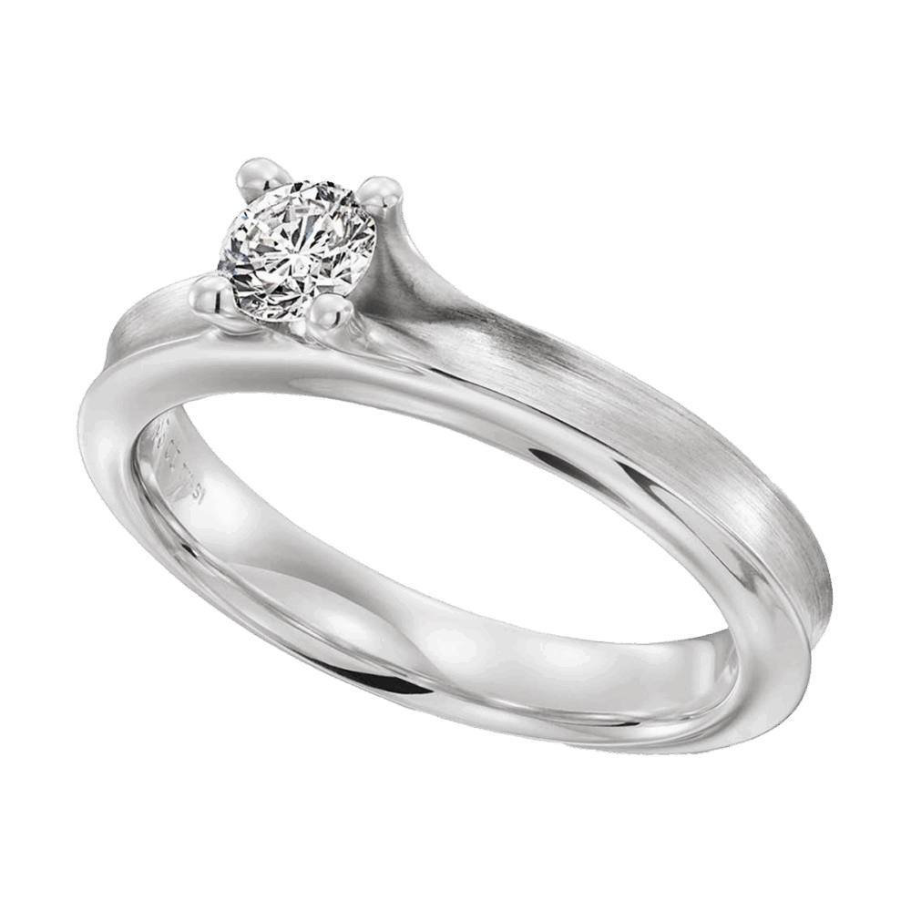 Verlobungsring „Morning Dew“ aus Weißgold mit 0,50 ct Brillant – stilvoll-mattierte Oberfläche und fein geschwungene Fassung