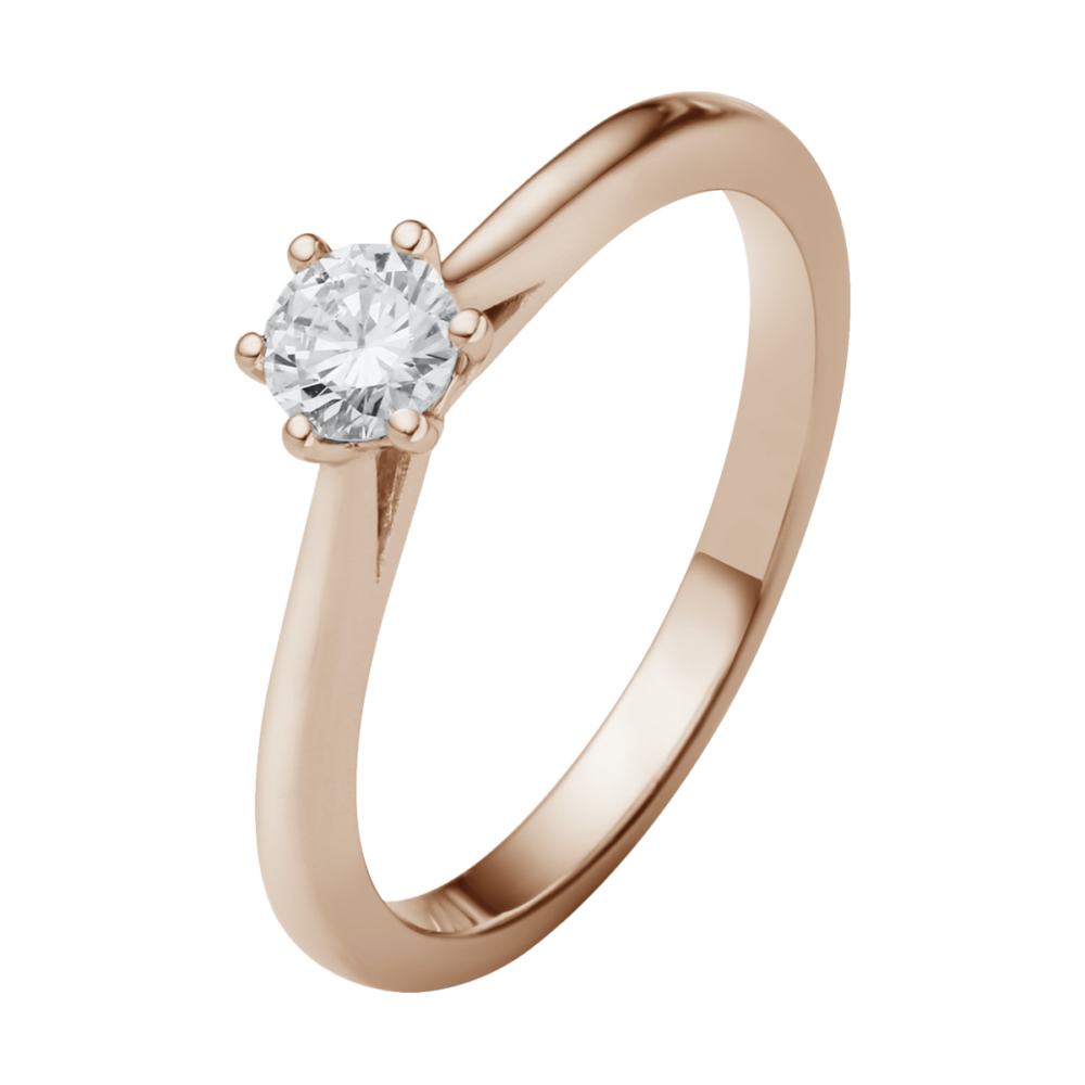 Rotgoldring „Promise“ mit zartem Brillant-Solitär in sechsfingriger Krappenfassung – Symbol ewiger Liebe