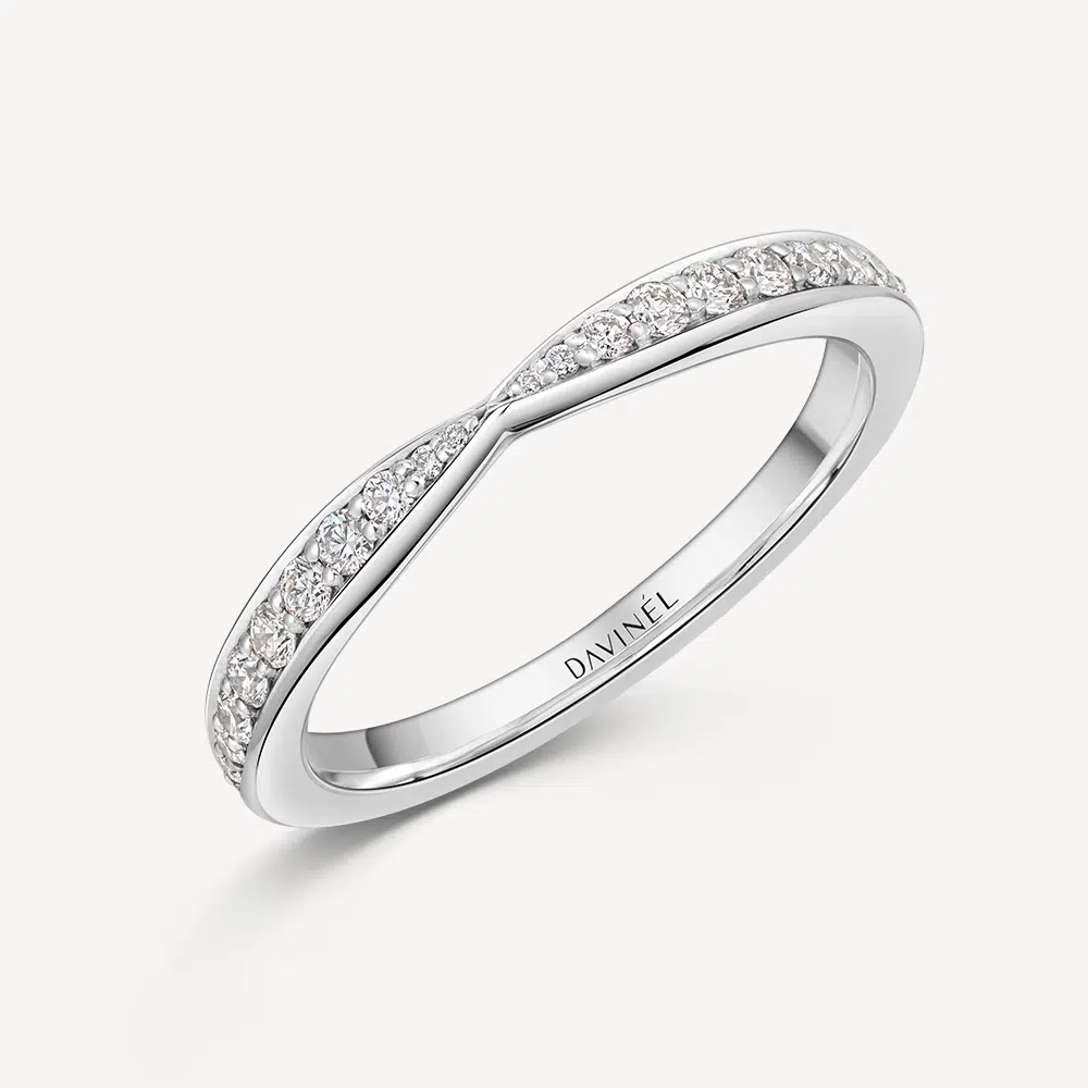 Memoirering Racines Unies von DAVINÉL in 585/- Weißgold mit 20 Brillanten, elegante polierte Oberfläche
