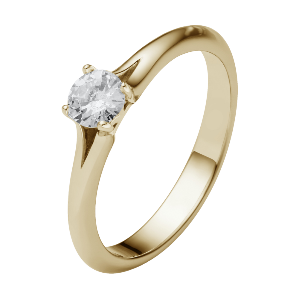 Verlobungsring „Seelenfunken“ in Gelbgold mit zentralem 0,25 ct Brillant – klassisch, funkelnd und voller Gefühl