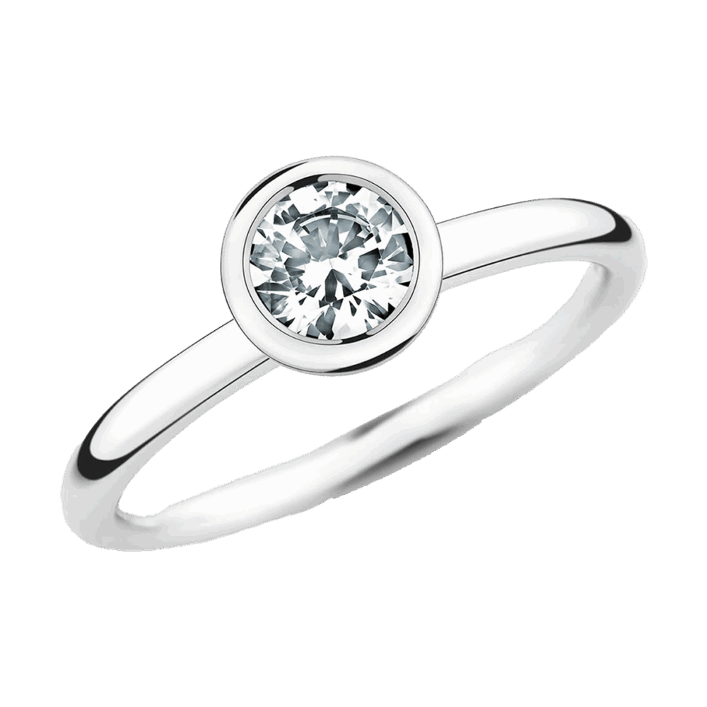 Verlobungsring „Silver Gleam“ aus Weißgold mit 0,50 ct Brillant – glatt polierte Oberfläche, fassungsfreies Design und zeitlose Zurückhaltung