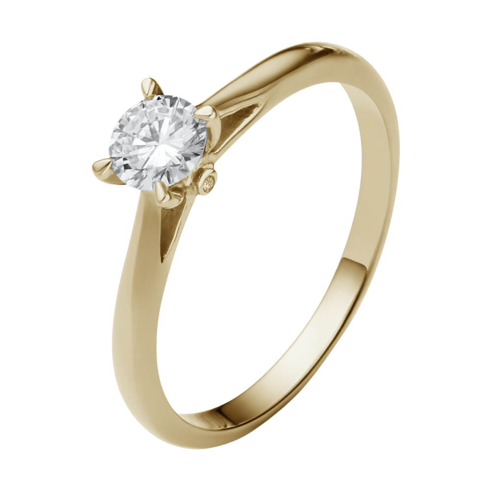 Verlobungsring „Sparkle“ in Gelbgold mit zentralem 0,25 ct Brillant und seitlich gefassten Diamanten – wie ein leuchtender Sternenhimmel