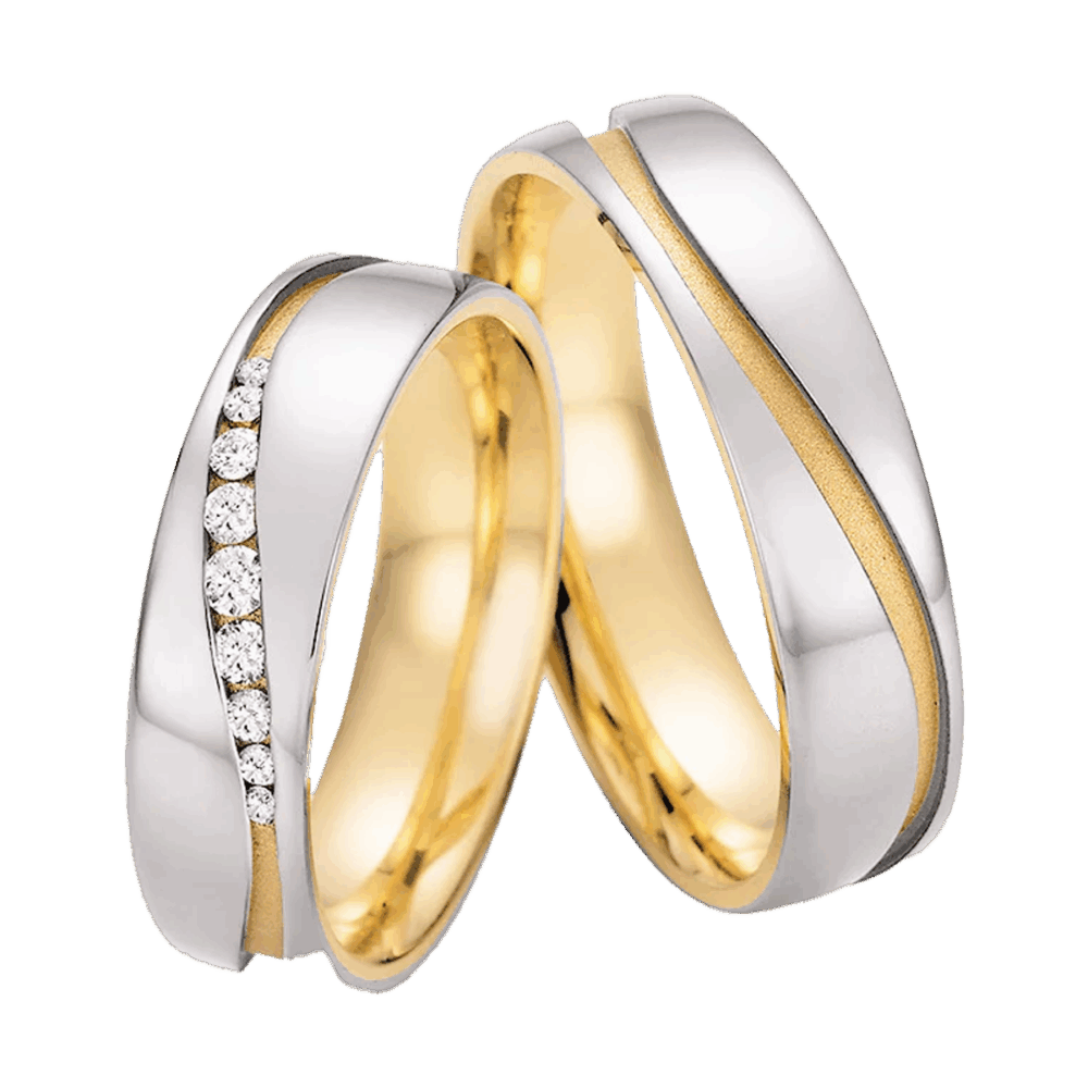Platin-Gelbgold-Ringe Sunlit Blossom mit luxuriösem Glanz, floraler Diamantfassung und Wellenstruktur