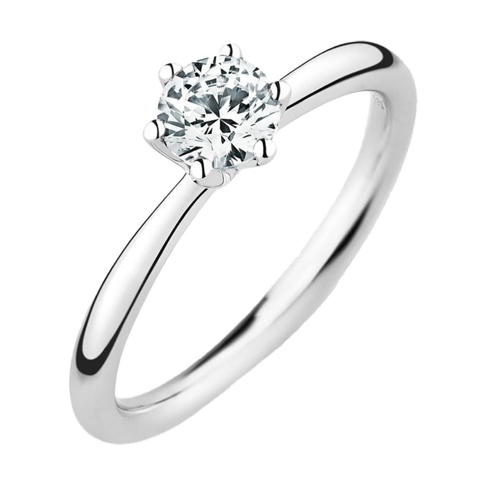 Draufsicht des „Whisper of Stars“ Rings aus Platin mit funkelndem 0,25 Karat Brillant – filigran gefasst wie ein leuchtender Stern am Nachthimmel
