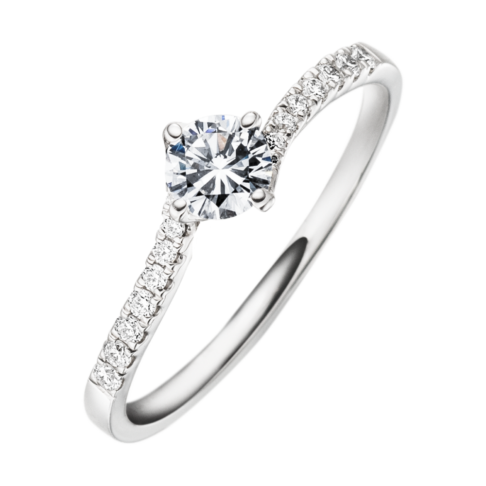 Weißgoldring „Whisper“ mit brillantbesetzter Schiene und zentralem Brillantschliff – zeitlose Harmonie aus Form und Glanz