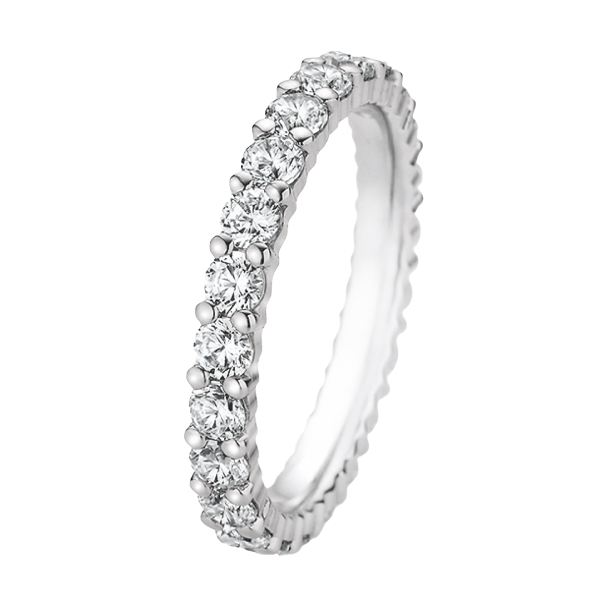 Weißgold-Memoirering „Whispering Willow“ mit gleichmäßig gefassten Brillanten und sanft geschwungener Seitenansicht – gefertigt in deutscher Handwerkskunst