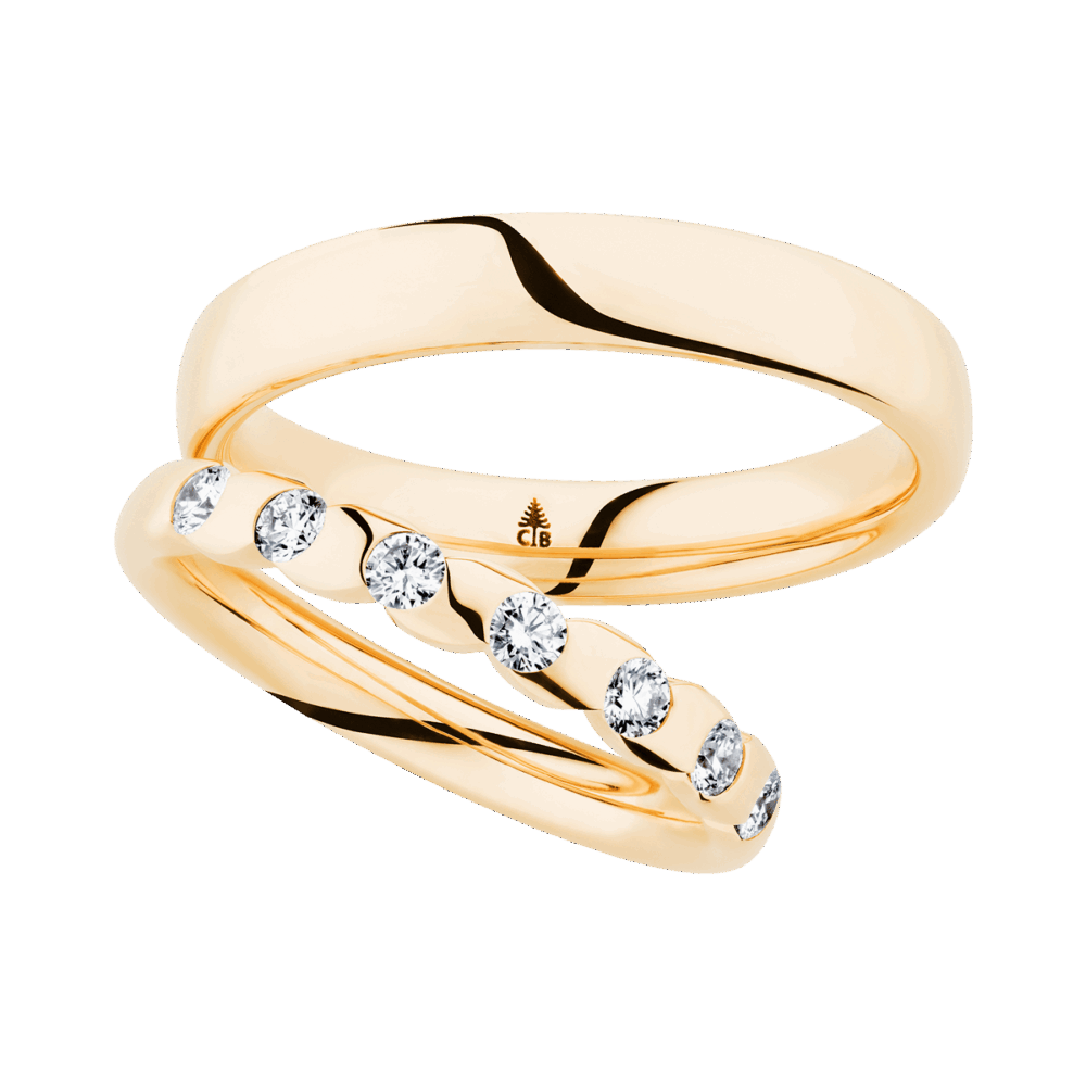 Gelbgoldene Ringe mit funkelnden Brillanten – klassisch, zeitlos und voller Magie